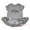 Grey Baby Bodysuit Grey White Quatrefoil Clover Pettiskirt & Sparkle Grey Princess Print JS4617